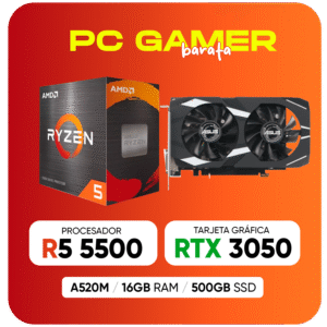 PC GAMER RTX 3050 / R5 5500 / A520MK / 16GB RAM / 500GB SSD