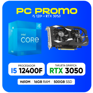 PC GAMER RTX 3050 / I5 12400F / H610M / 16GB RAM / 500GB SSD